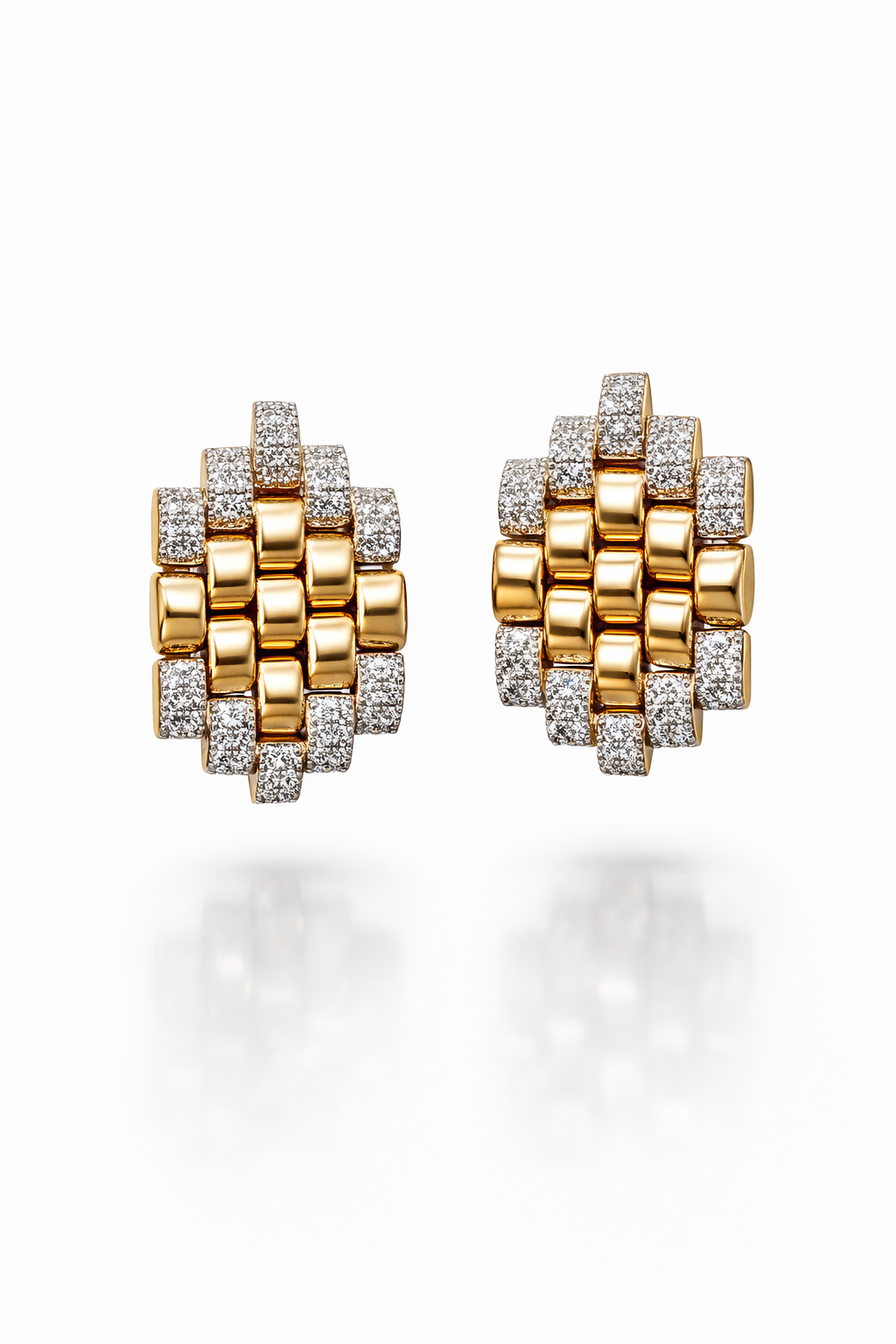 Gold block aretes con diamantes