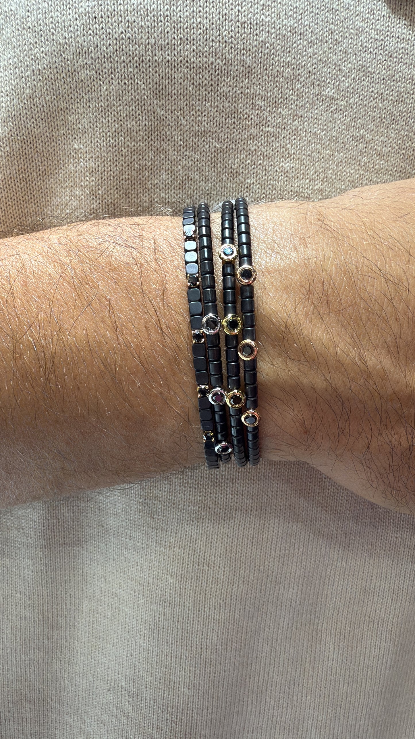 Pulseras Cerámica Diamante Negro Hombres