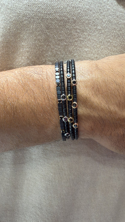 Pulseras Cerámica Diamante Negro Hombres