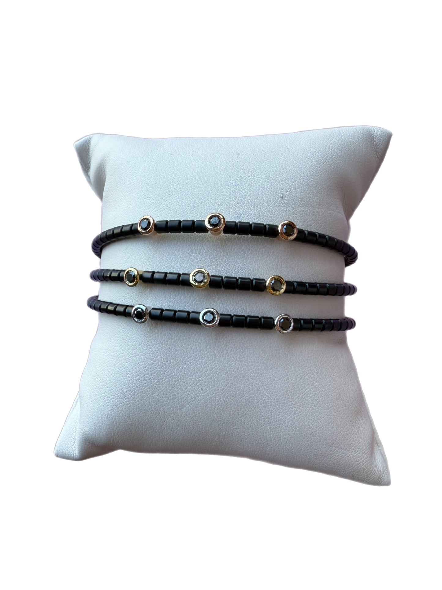 Pulseras Cerámica Diamante Negro Hombres