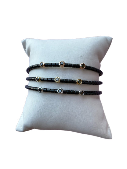 Pulseras Cerámica Diamante Negro Hombres