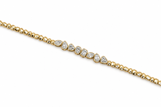 Multishape gold diamond bracelet