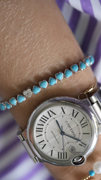 Turquoise Hear Tennis Bracelet