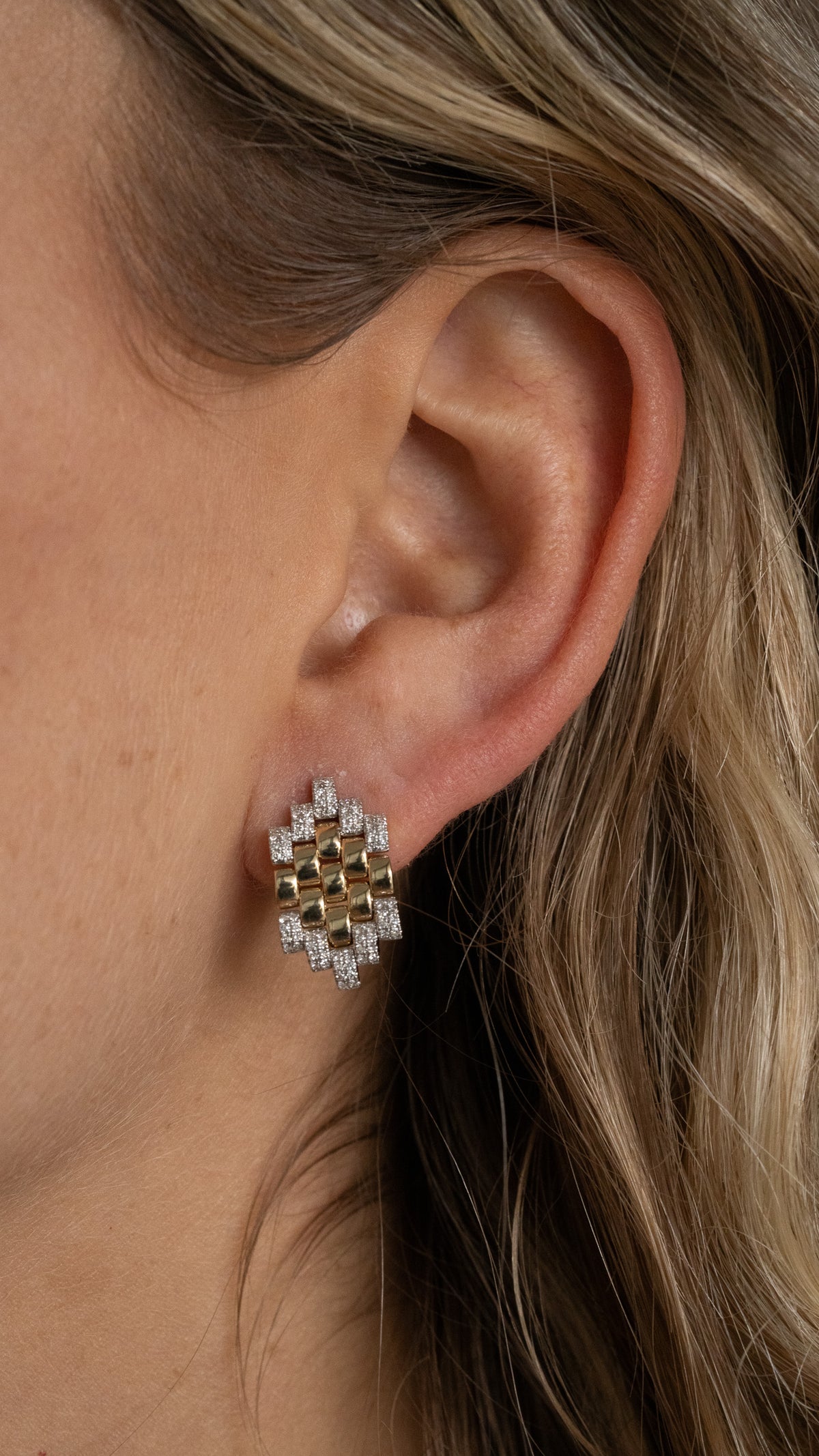 Gold block aretes con diamantes