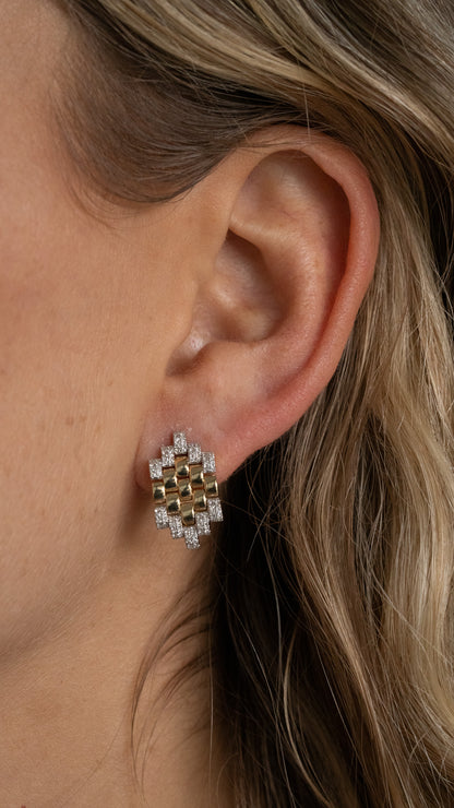 Gold block aretes con diamantes
