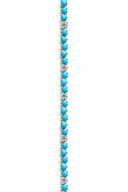 Turquoise Hear Tennis Bracelet