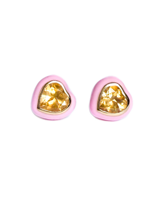 Corazones Amarillos Aretes