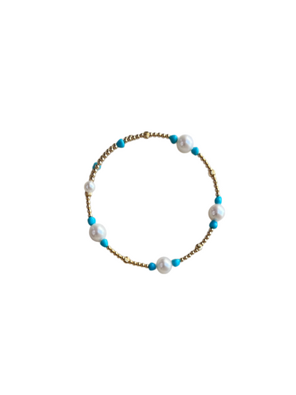 Pearl turquiose rigid bracelet