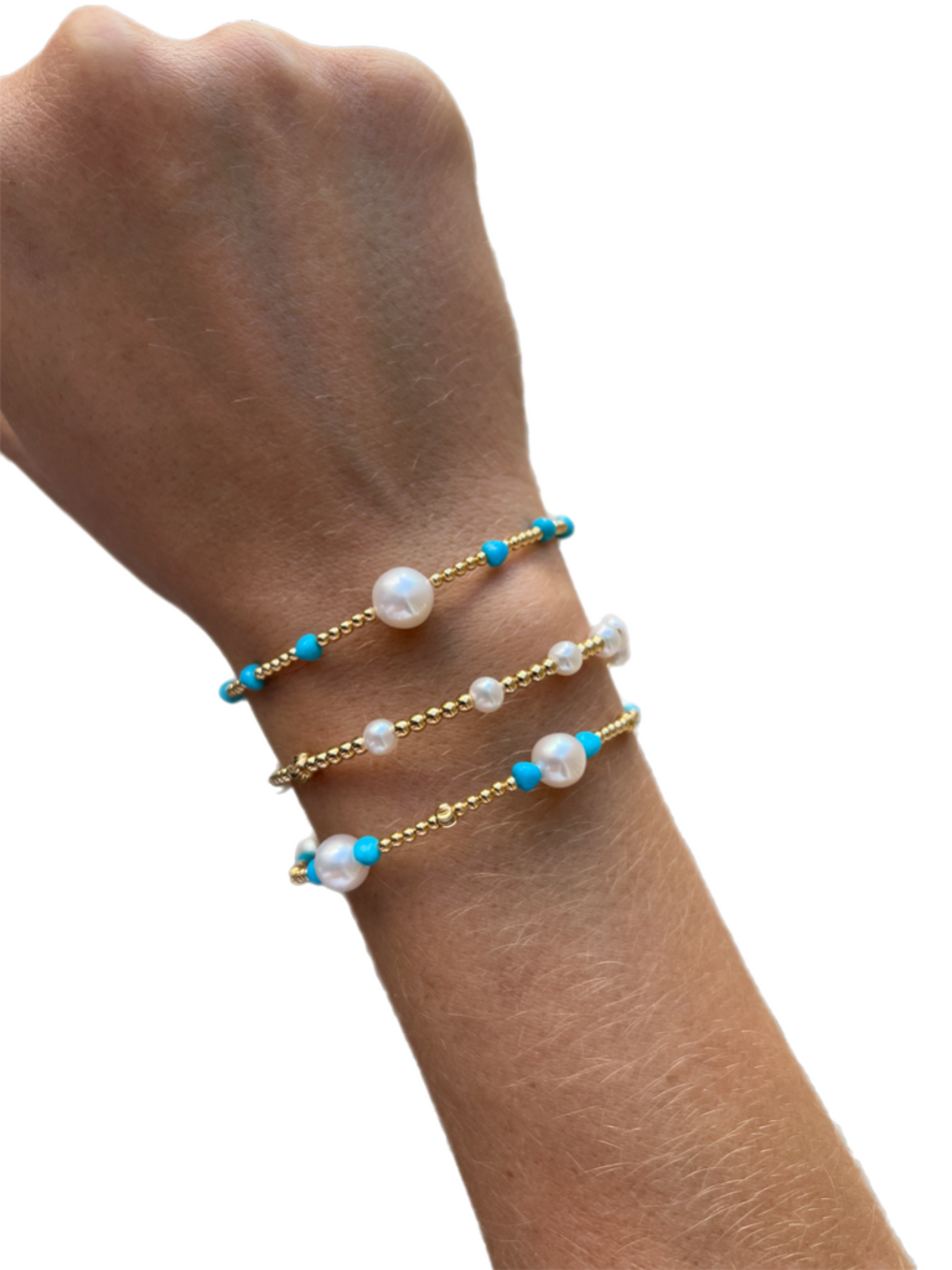 Pearl turquiose rigid bracelet