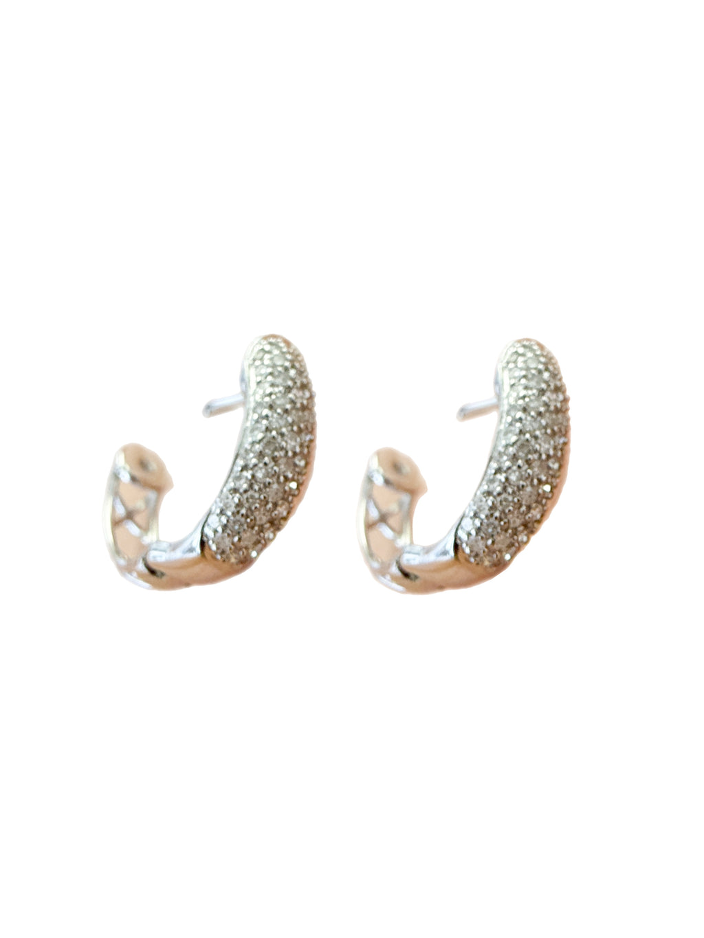 Aretes Huggies Pavé Blancos