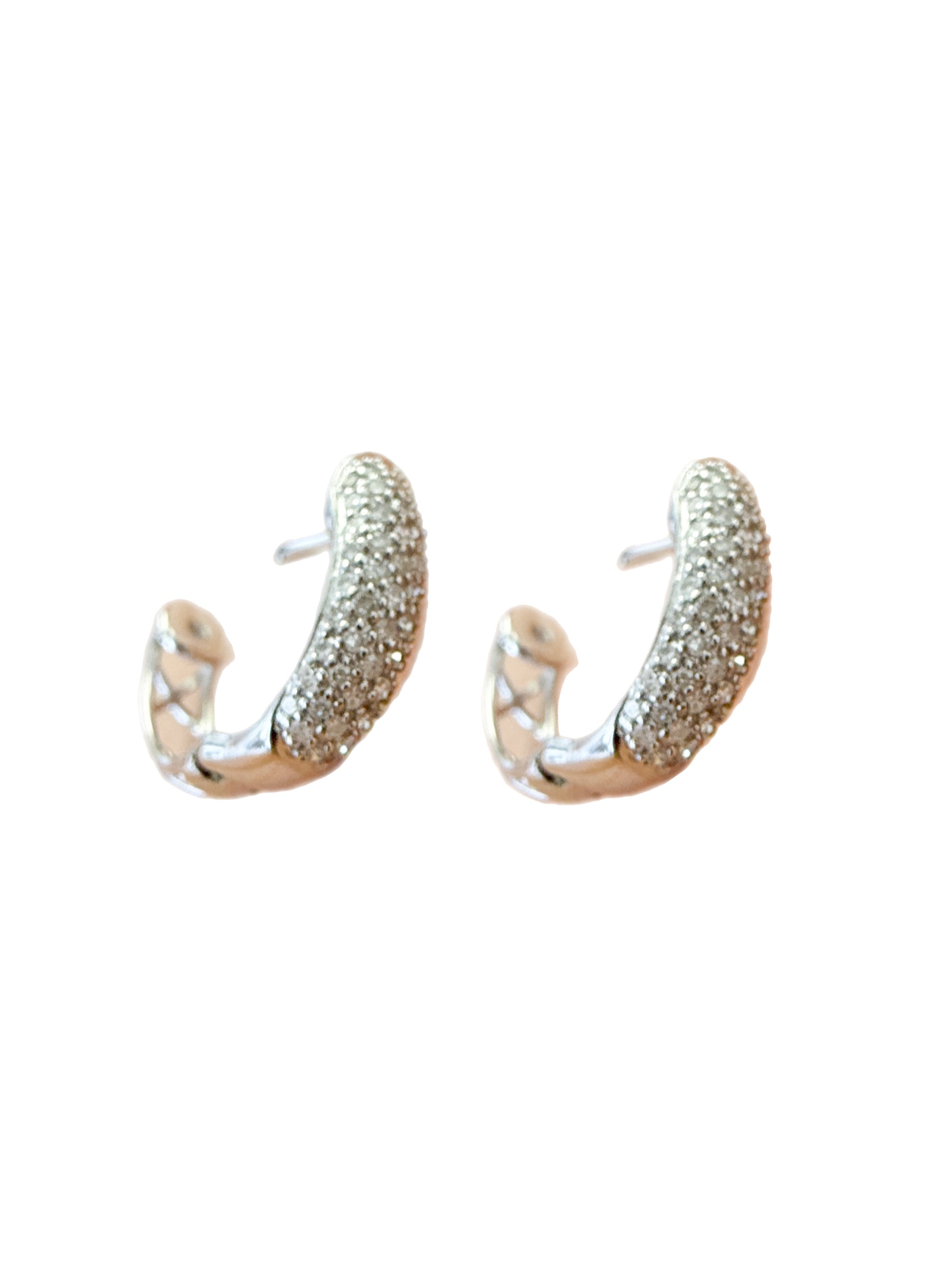 Aretes Huggies Pavé Blancos