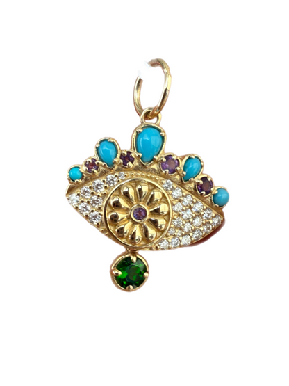 Dije Ojo con Piedras preciosas