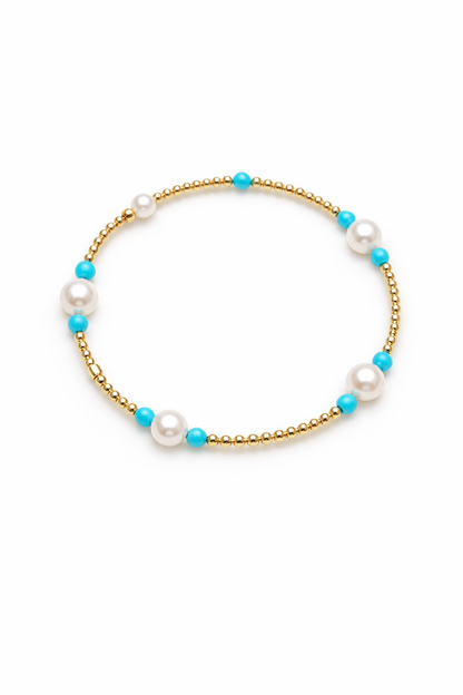 Pearl turquiose rigid bracelet