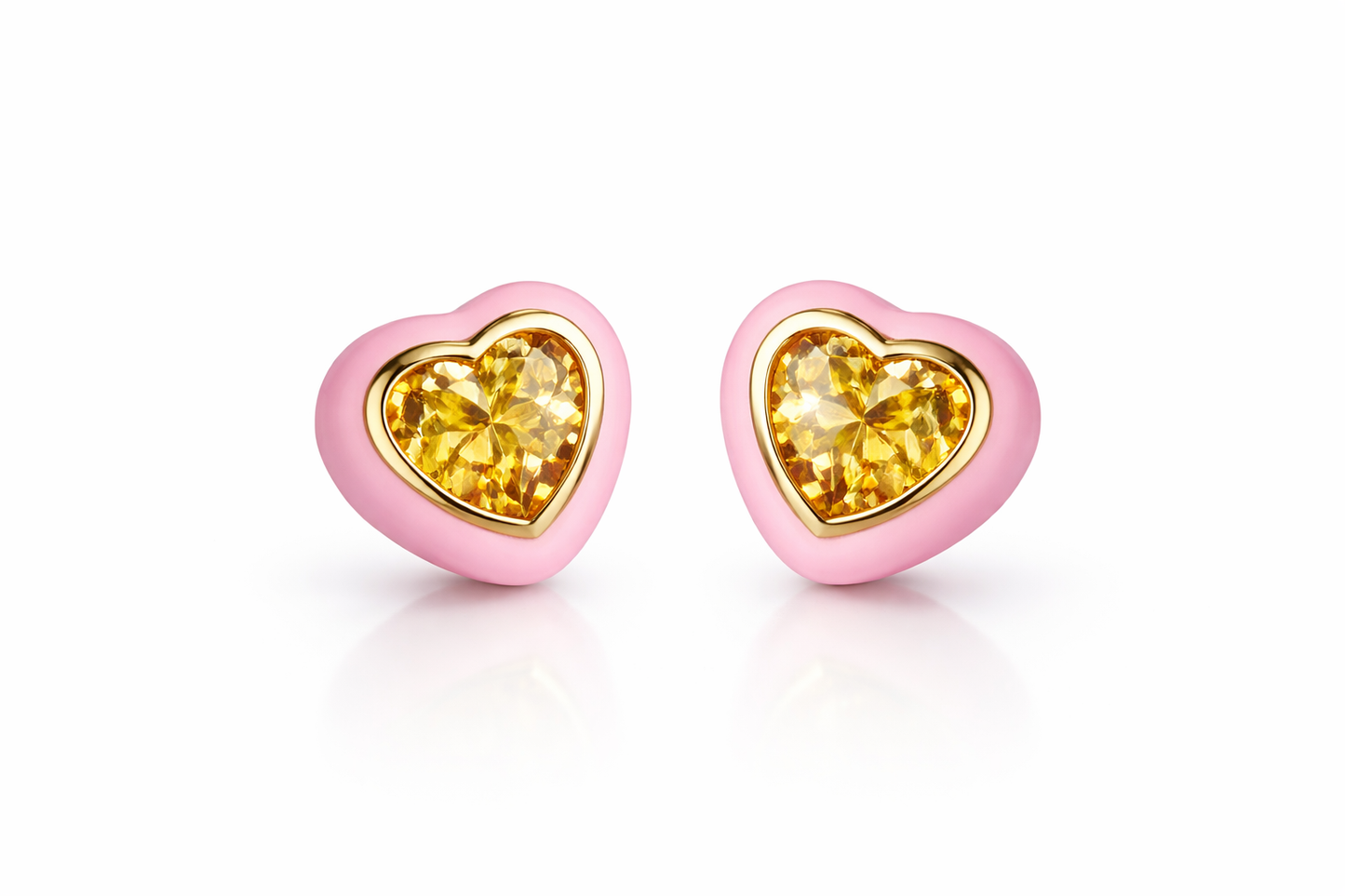 Corazones Amarillos Aretes