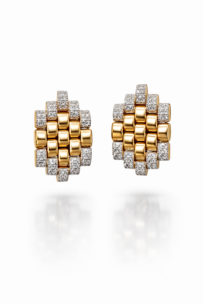 Gold block aretes con diamantes