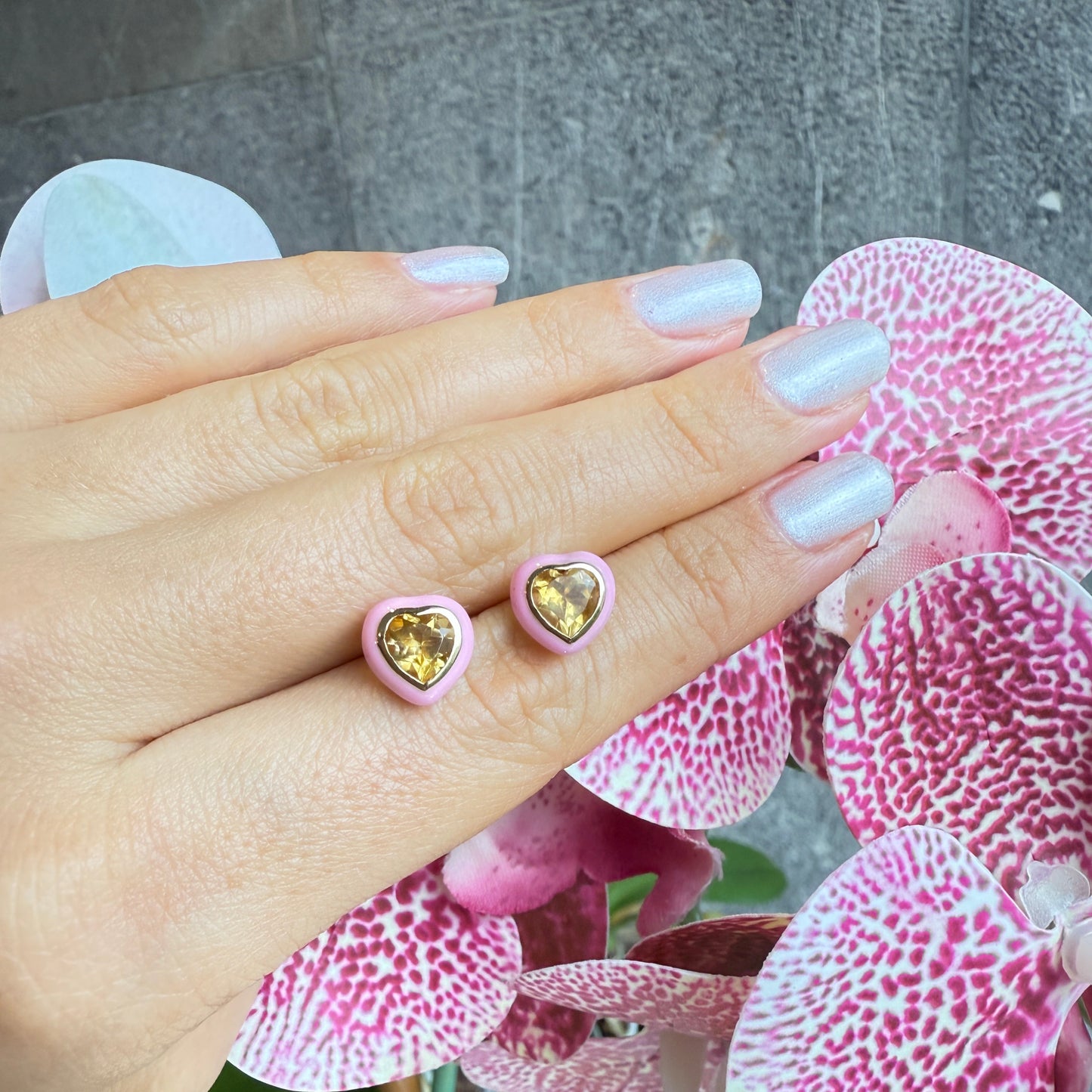 Corazones Amarillos Aretes