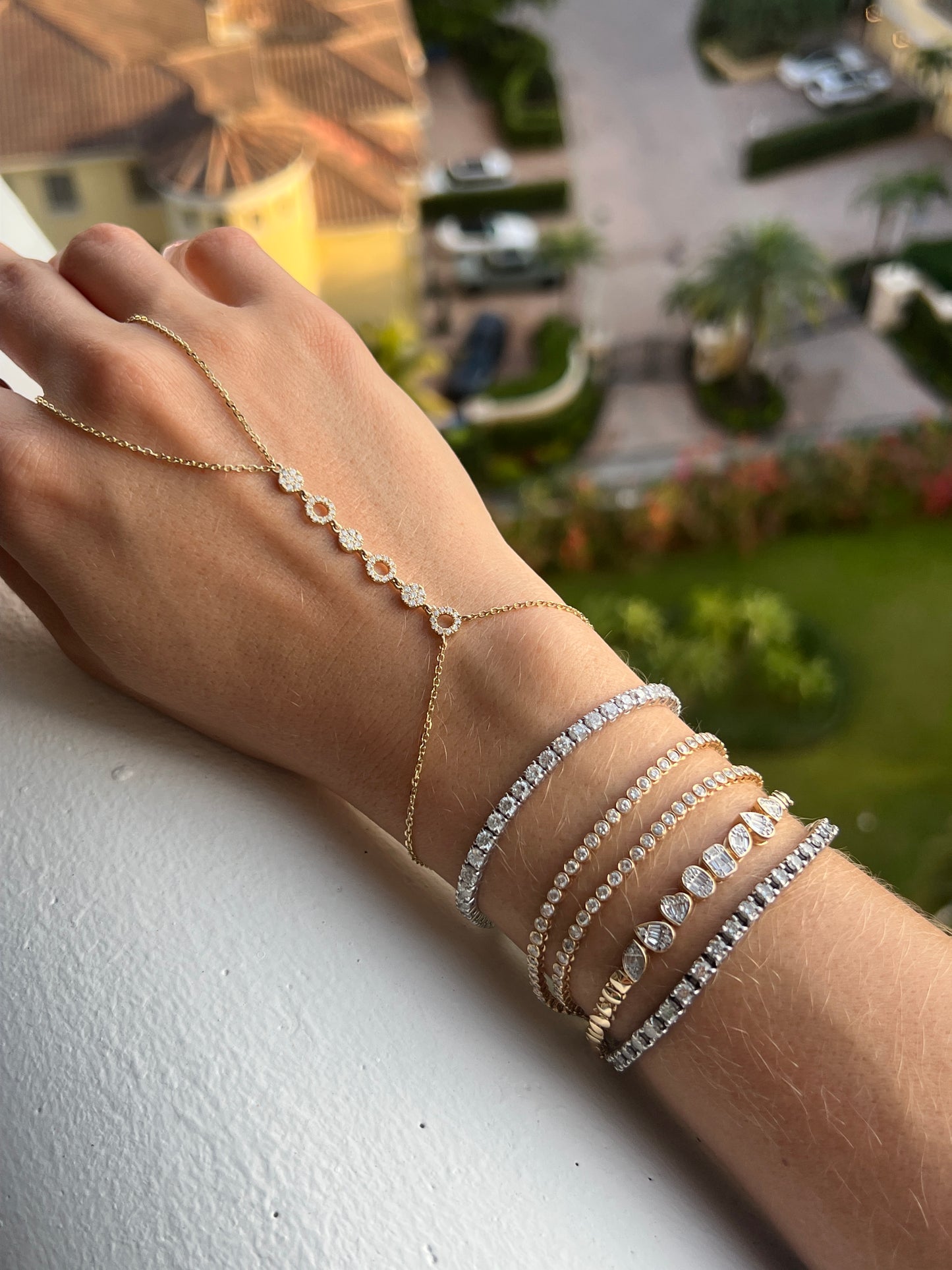 Multishape gold diamond bracelet