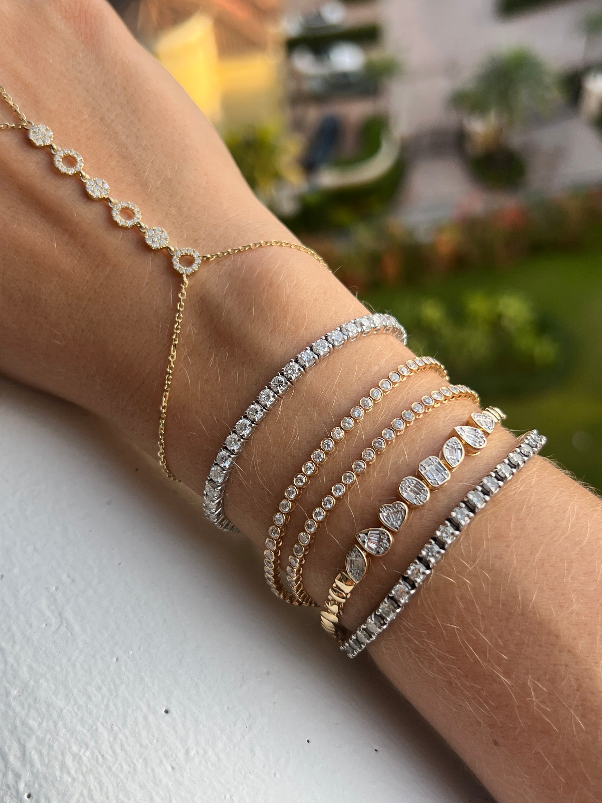 Multishape gold diamond bracelet