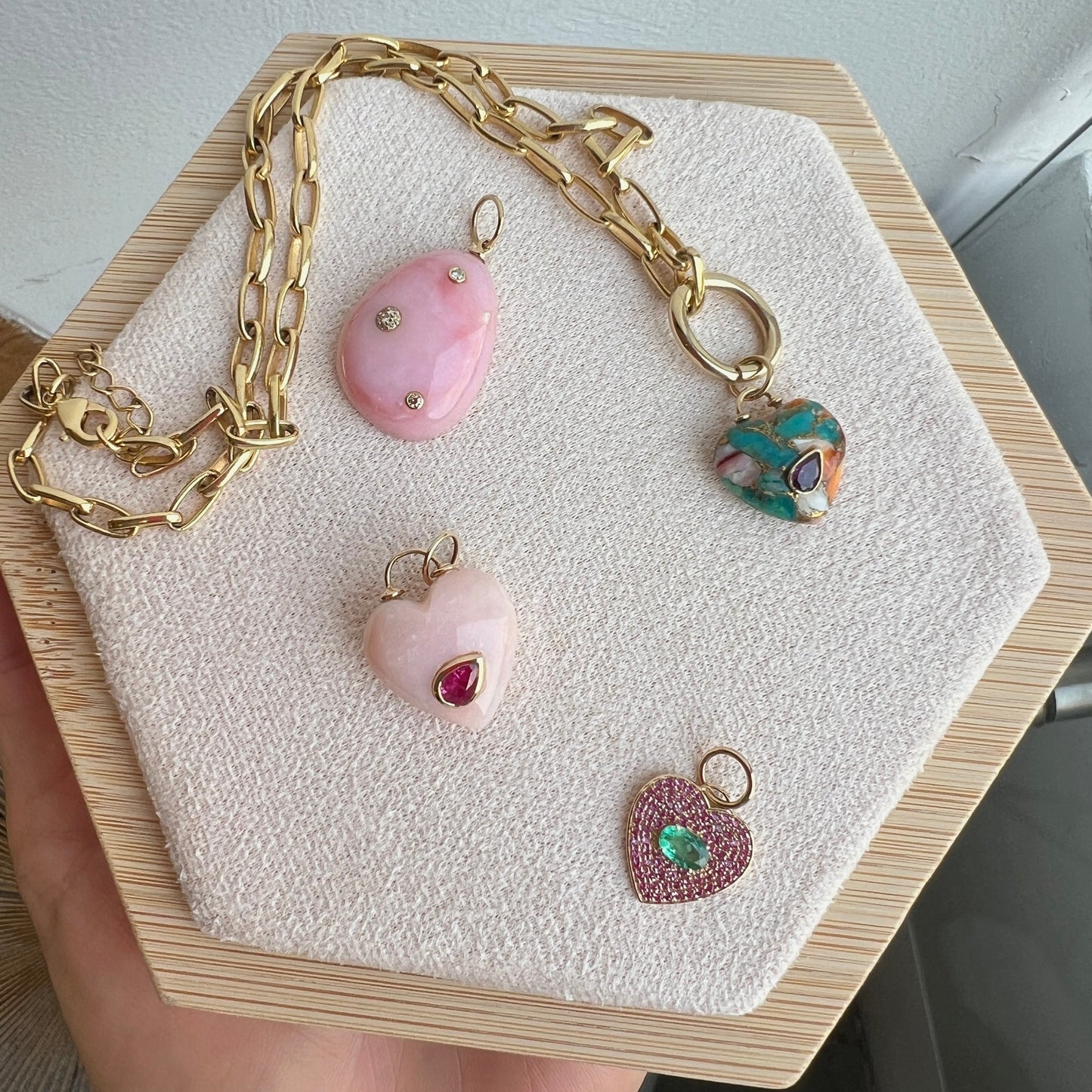 Piedra Pink Opal Heart