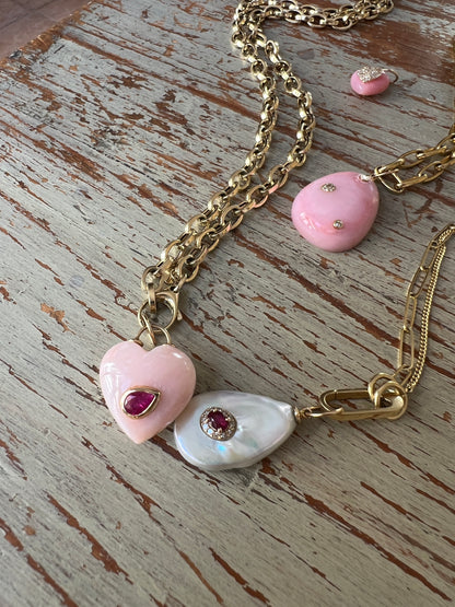 Piedra Pink Opal Heart